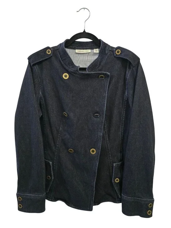 Coldwater Creek Double-Breasted Denim Jacket Womens M  Dark Wash - Picture 7 of 10